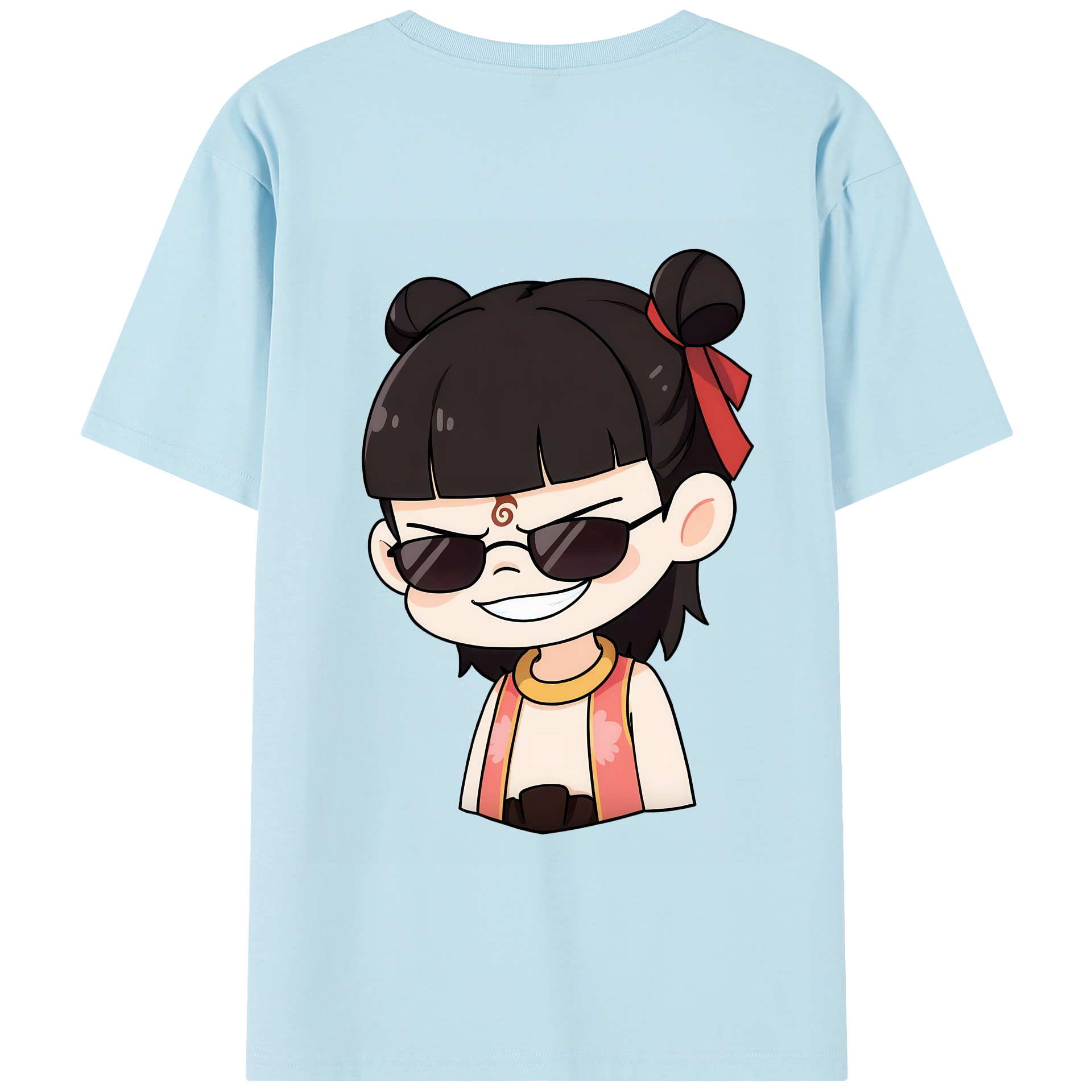 （画像用） Ne Zha 2 ナタ 魔童の大暴れ 綿100％半袖Tシャツ（背面プリント）